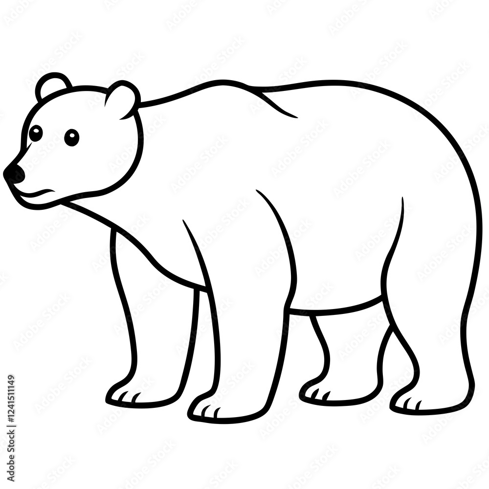 Fototapeta premium Minimalist Polar Bear Line Art Vector