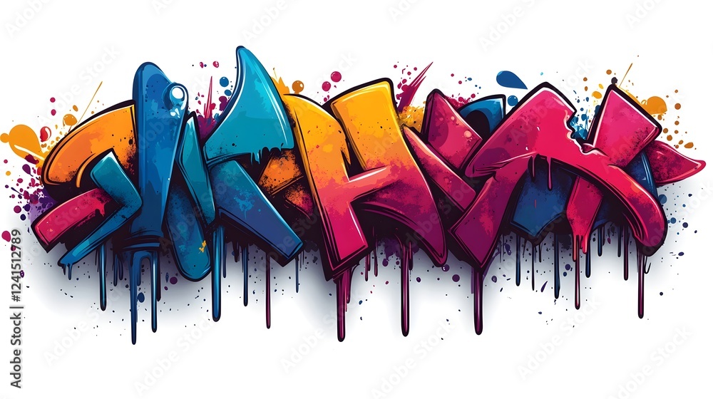 Obraz premium Vibrant Graffiti Art Mural on Urban Wall with Colorful Spray Paint Patterns