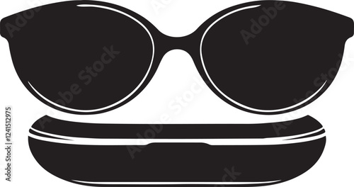 Silhouette of a sleek sunglasses case in a closed position, perfect for eyewear branding, accessory design, and packaging illustrations. Ideal for digital projects and marketing.