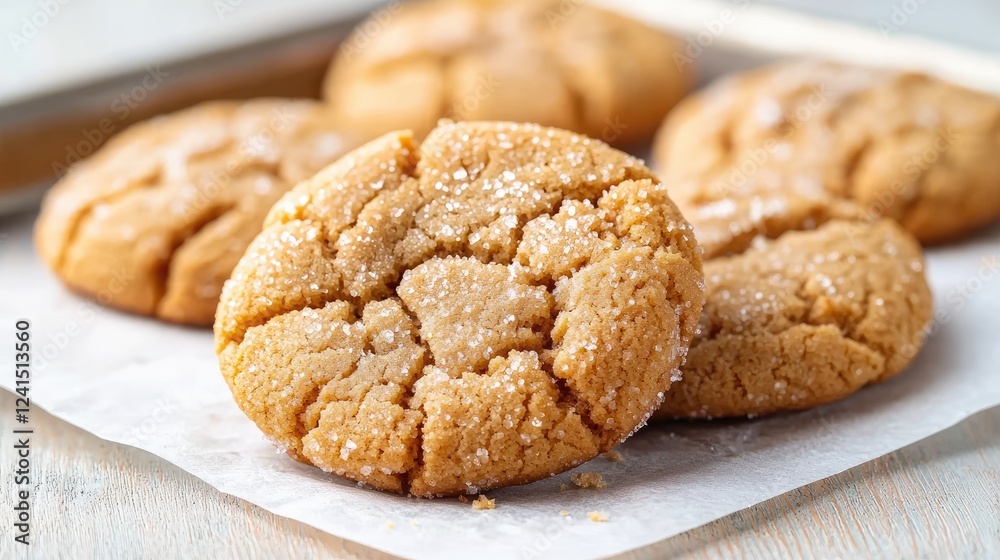 Homemade peanut butter cookies on parchment paper Homemade peanut butter cookies on parchment paper