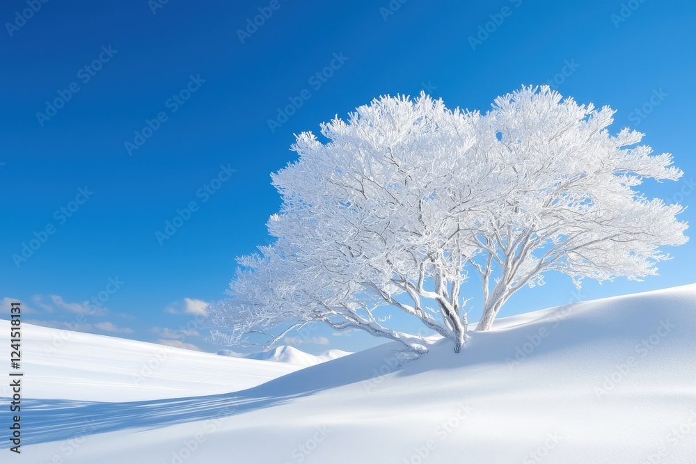 Captivating winter scene frost-covered tree in snowy landscape tranquil environment serene viewpoint nature concept Captivating winter scene frost-covered tree in snowy landscape tranquil environment serene viewpoint nature concept