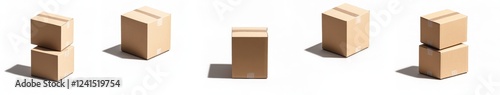Obraz na płótnie Cardboard boxes arrangement studio shot, white background, packaging concept w salonie