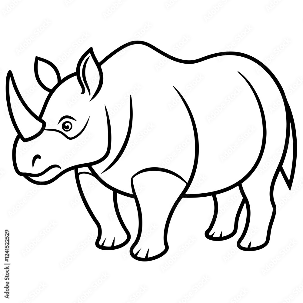 Fototapeta premium Minimalist Rhino Line Art Vector