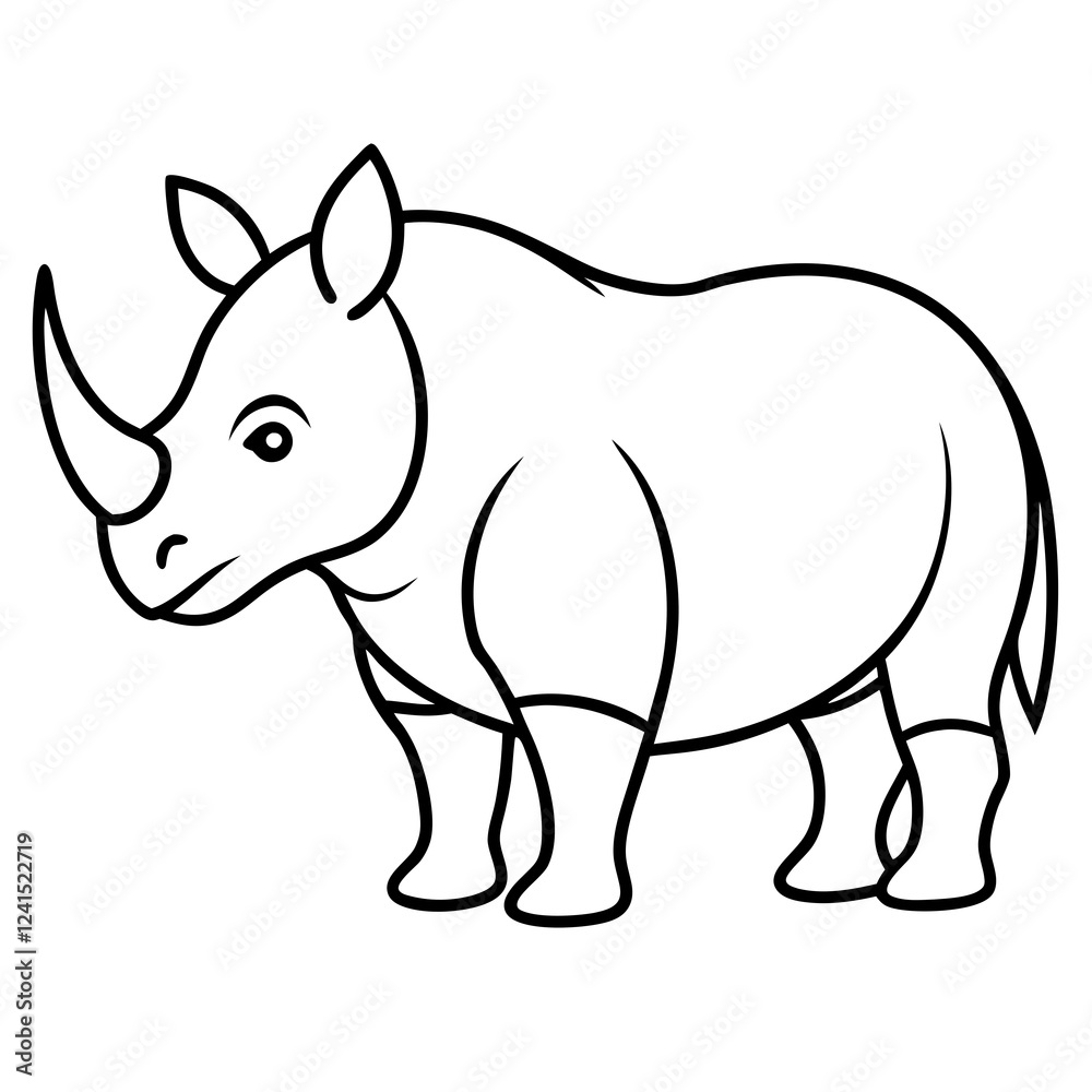 Fototapeta premium Minimalist Rhino Line Art Vector