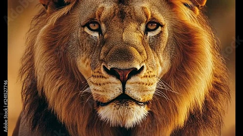 Close-up of a majestic lion showcasing its powerful features.