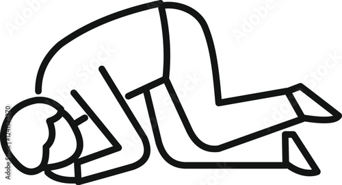 Depicting a businessman kneeling, symbolizing humility, defeat, or prayer in a business context