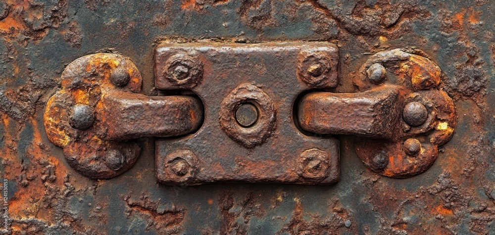Rusty Metal Clasp: A Close-Up of Weathered Industrial Detail Rusty Metal Clasp: A Close-Up of Weathered Industrial Detail