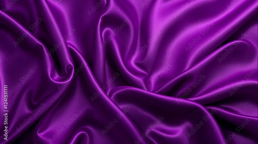 Fototapeta premium Luxury purple Satin Fabric Texture with Elegant Folds - Shiny Silk Cloth Background