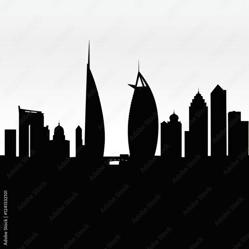 Obraz premium Silhouette of man looking out over city skyline at sunset silhouetted skyline cityscape architecture illustration building city vector