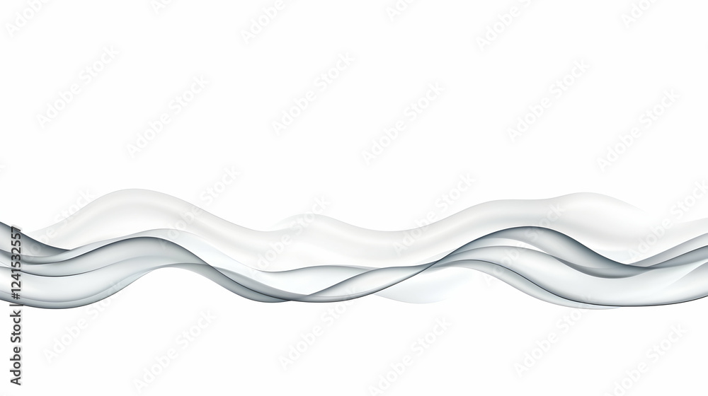 Abstract gray waves flowing, white background, design element, website banner