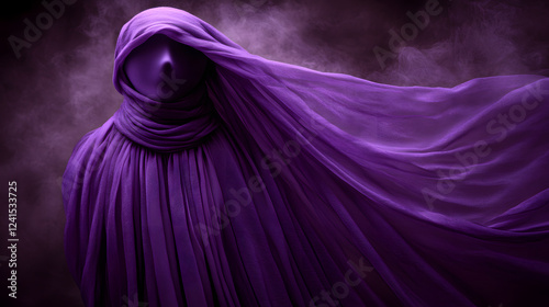 A stunning digital artwork of a swirling purple vortex with smooth flowing textures, representing abstract art, futuristic design, motion, and energy in a mesmerizing artistic composition. photo