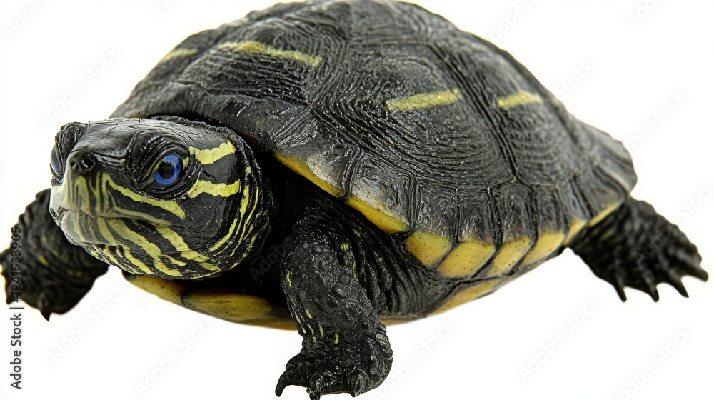 Realistic Model of a Turtle with Yellow Stripes and Detailed Features Realistic Model of a Turtle with Yellow Stripes and Detailed Features