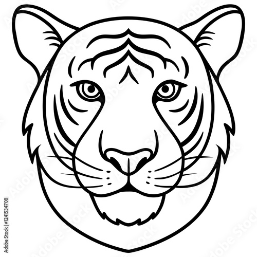 One-Line Tiger Head Vector Design