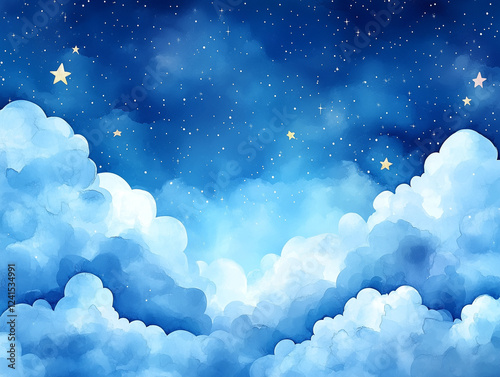 Night Sky: Dreamlike Clouds and Stars