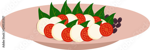 Illustration of Caprese Salad with Fresh Ingredients
