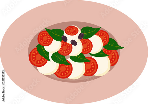 Illustration of Caprese Salad with Tomatoes and Basil