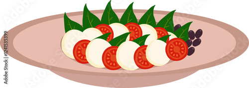 Illustration of Caprese Salad with Fresh Ingredients