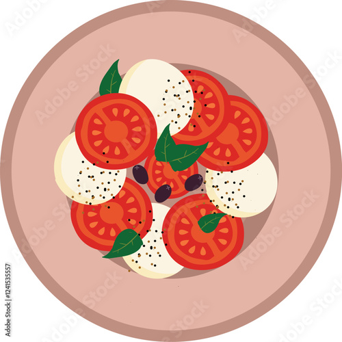 Illustration of Caprese Salad with Tomatoes and Basil