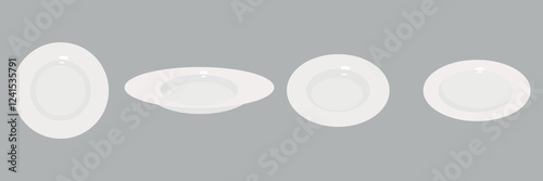 The set is a simple round white plate with a smooth surface that is often used to serve food in a variety of settings, from casual dining to fine dining.