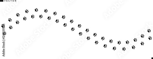 Dog paw print silhouette. Shepherd dog paw print vector illustration 