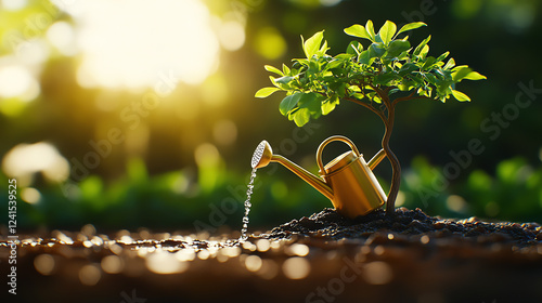 A dry riverbed with a lone tree shaped like a watering can