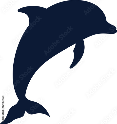 A Minimalist Dolphin fish icon Design. dolphin black Silhouette vector art Illustration with white background. photo