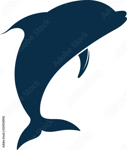 A Minimalist Dolphin fish icon Design. dolphin black Silhouette vector art Illustration with white background.