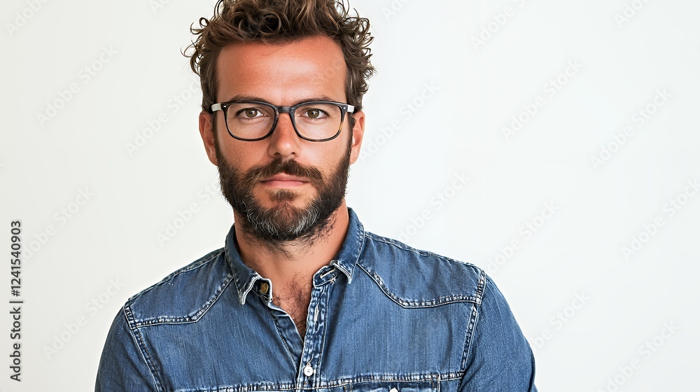 Fototapeta premium portrait of a young man with a beard wearing glasses 