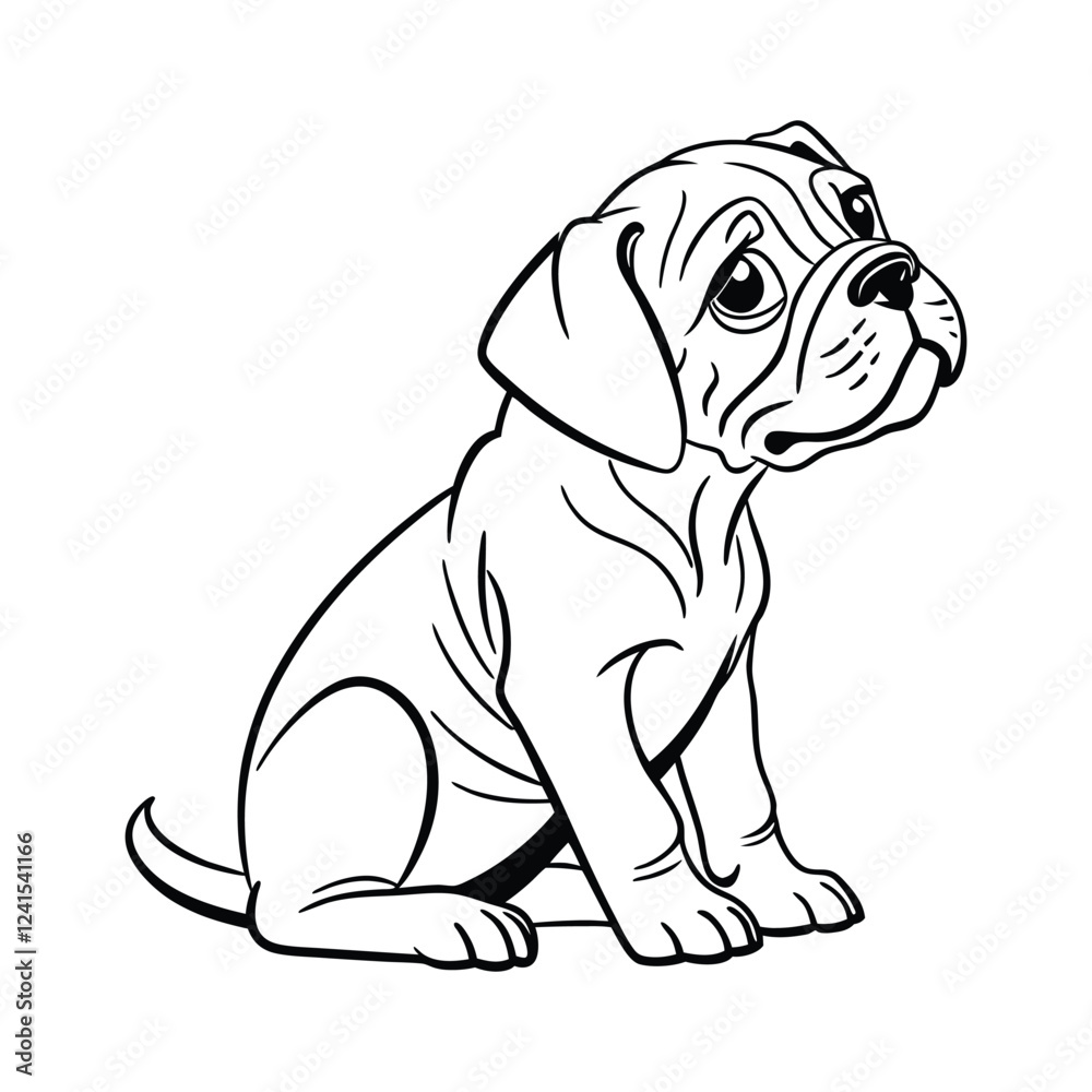 Fototapeta premium Boxer puppy dog silhouette vector illustration isolated on a white background