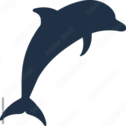 A Minimalist Dolphin fish icon Design. dolphin black Silhouette vector art Illustration with white background. photo