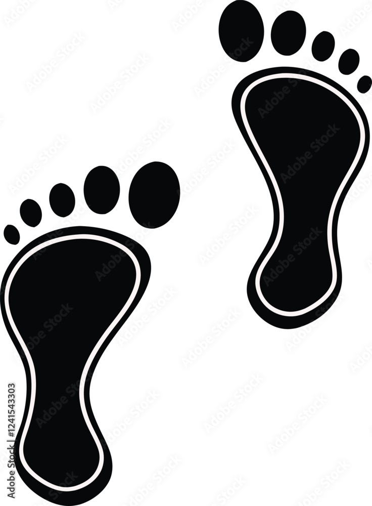 Black silhouette of two human footprints Black silhouette of two human footprints