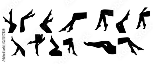 Sexy Legs girl vector illustration set.