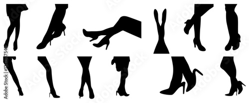 Sexy Legs girl vector illustration set.
