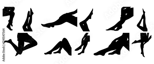 Sexy Legs girl vector illustration set.