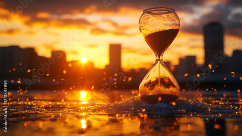 A melting glacier shaped like an hourglass photo