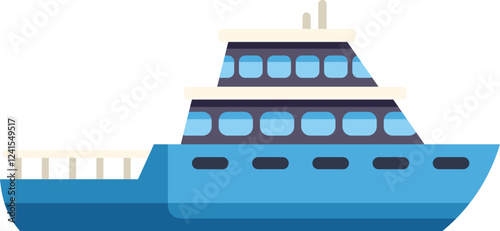 Big modern cruise ship sailing on water surface, side view of boat for passengers, marine travelling and tourism