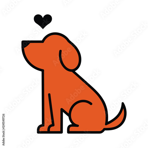 Cute Sitting Dog with Heart, Perfect for Pet Lovers