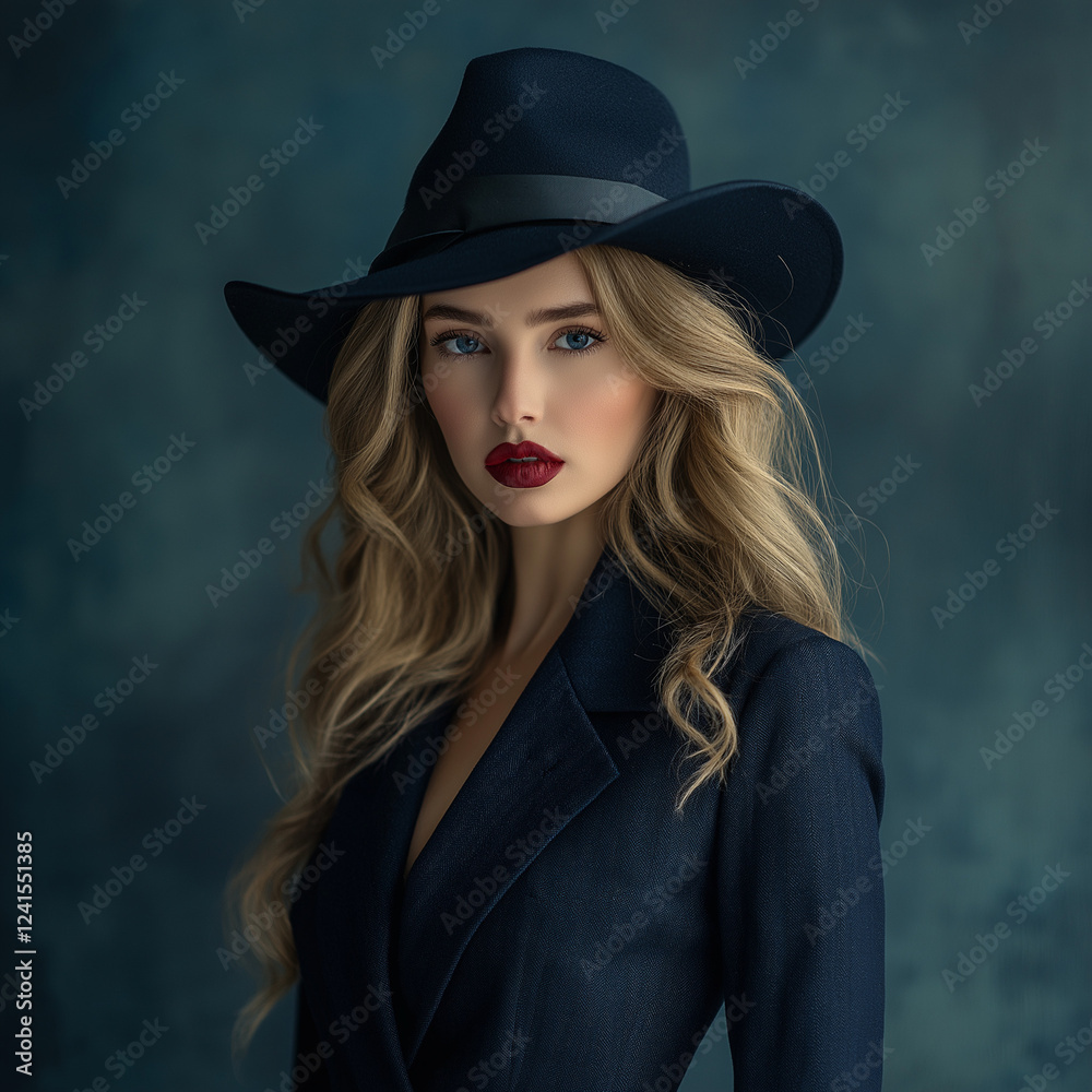 Elegant woman in a black hat studio portrait fashion photography dramatic lighting close-up high-contrast beauty Elegant woman in a black hat studio portrait fashion photography dramatic lighting close-up high-contrast beauty