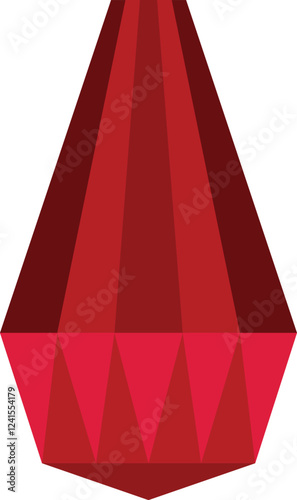 Red gemstone shining with geometric facets illustration isolated on a white background