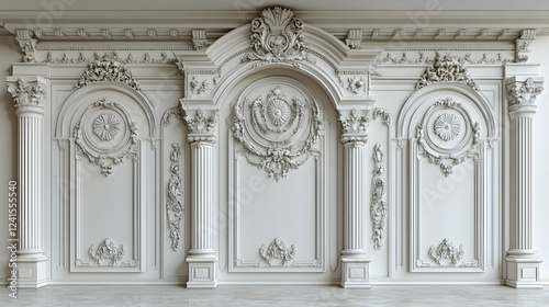 Elegant white rococo wall paneling interior design