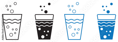 Sparkling water icon on transparent background vector stock illustration