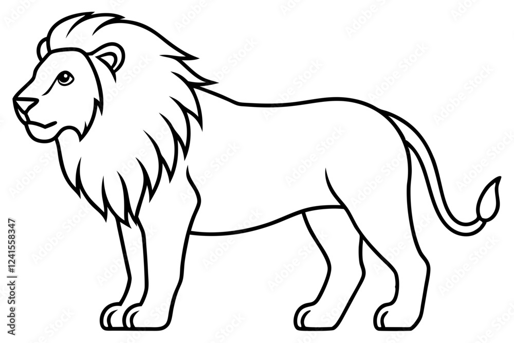 Fototapeta premium Sleek Lion Outline Vector Illustration