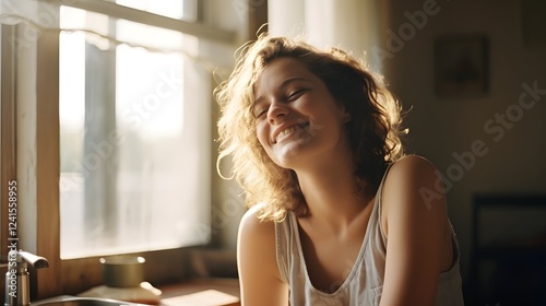 Serene Moment of Contemplation in Cozy Kitchen Setting Free Download Serene Moment of Contemplation in Cozy Kitchen Setting - GFXLoad