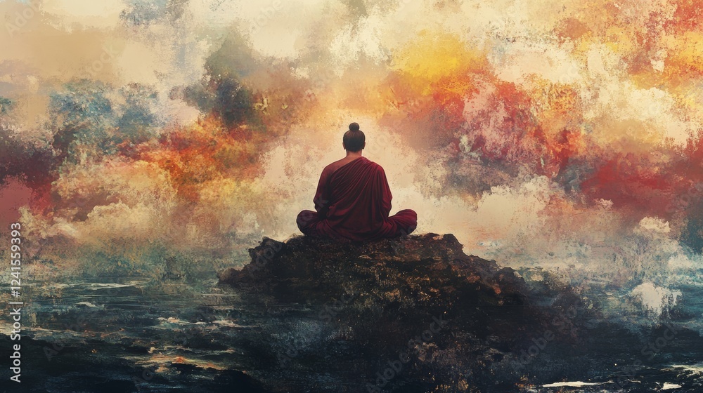 Abstract artistic representation of Buddha in meditation Abstract artistic representation of Buddha in meditation