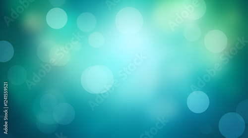 Dreamy blue and green broken backdrop with blurred circles, creating a tranquil and ethereal atmosphere with a soft gradient