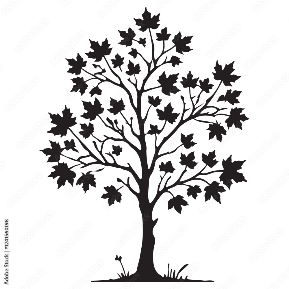 Obraz premium Charming Maple Tree Silhouette Illustration