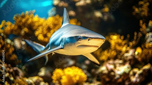 Shark swimming coral reef ocean underwater wildlife (2)