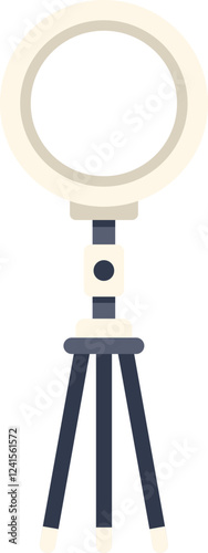 Ring light illuminating for video recording and photography standing on a tripod