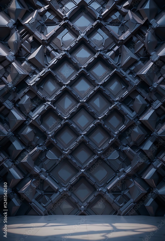 Fototapeta premium Abstract Dark Grey Geometric Wall Design