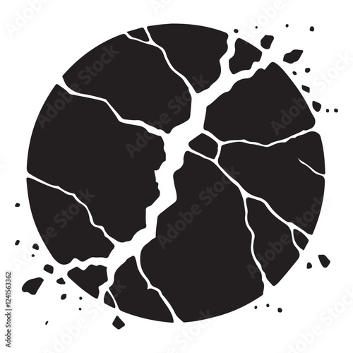 Black Silhouette Illustration of a Crumbling Circle